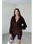 Kadın 3 Iplik Oversize Kapüşonlu Fermuarlı Hırka Sweatshirt 1
