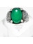 Erkek 925 Ayar Gümüş Yeşil Akik Taşlı El Işçiliği Osmanlı Motifli Yüzük – Doğal Taşlı Özel Tasarım 1