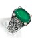 Erkek 925 Ayar Gümüş Yeşil Akik Taşlı El Işçiliği Osmanlı Motifli Yüzük – Doğal Taşlı Özel Tasarım 3