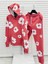 Kapüşonlu Kırmızı Renk Çiçek Desenli Oversize 3 Iplik Erkek Eşofman Takımı - %100 Pamuk 1