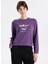 D5WL-SWT3615 Mor Bisiklet Yaka Relaxed Baskılı Kadın Sweatshırt 1