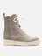 Bej Fermuarlı Bağcıklı Hakiki Deri Süet Kadın Bot 3