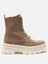 Bej Fermuarlı Bağcıklı Hakiki Süet Deri Kadın Bot 3