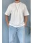 Oversize Fit %100 Pamuk Orta Kalın Dokulu Ekru T-Shirt 2