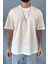 Oversize Fit %100 Pamuk Orta Kalın Dokulu Ekru T-Shirt 5