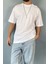 Oversize Fit %100 Pamuk Orta Kalın Dokulu Ekru T-Shirt 1