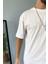 Oversize Fit %100 Pamuk Orta Kalın Dokulu Ekru T-Shirt 2