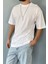 Oversize Fit %100 Pamuk Orta Kalın Dokulu Ekru T-Shirt 4