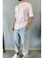 Oversize Fit %100 Pamuk Orta Kalın Dokulu Ekru T-Shirt 5