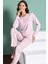 Kadın Uzun Kollu Düğmeli Yaka Çiçek Desenli Alt Pembe Renk Pijama Takımı C7T8N91 1