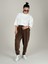 Kahve Pileli Kadife Kadın Jogger Pantolon COC1087 3