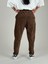 Kahve Pileli Kadife Kadın Jogger Pantolon COC1087 4