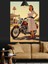 Motosikletli Kadın Vintage Stili Dekoratif Kanvas - Mdf Ahşap Tablo 1