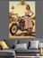 Motosikletli Kadın Vintage Stili Dekoratif Kanvas - Mdf Ahşap Tablo 2