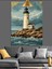 Kayalık Sahildeki Deniz Feneri ve Deniz Dekoratif Kanvas - Mdf Ahşap Tablo 4