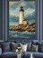 Kayalık Sahildeki Deniz Feneri ve Deniz Dekoratif Kanvas - Mdf Ahşap Tablo 5
