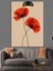 Kırmızı Gelincik Çiçek Dikey Beyaz Fon Dekoratif Kanvas - Mdf Ahşap Tablo 2
