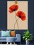 Kırmızı Gelincik Çiçek Dikey Beyaz Fon Dekoratif Kanvas - Mdf Ahşap Tablo 3