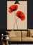 Kırmızı Gelincik Çiçek Dikey Beyaz Fon Dekoratif Kanvas - Mdf Ahşap Tablo 4