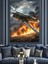 Alevler Içindeki Savaş Uçağı Dekoratif Kanvas - Mdf Ahşap Tablo 2