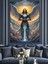 Melek Kanatlı Kılıçlı Şövalye Figürü Dekoratif Kanvas - Mdf Ahşap Tablo 2