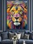 Renkli Yeleli Aslan Portresi Dekoratif Kanvas - Mdf Ahşap Tablo 5