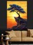 Gün Batımı Ağaç Manzarası Dekoratif Kanvas - Mdf Ahşap Tablo 2
