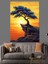 Gün Batımı Ağaç Manzarası Dekoratif Kanvas - Mdf Ahşap Tablo 3
