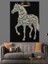 Noktalı Desenli Beyaz At Figürü Siyah Fon Dekoratif Kanvas - Mdf Ahşap Tablo 3