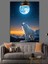 Mavi Gecede Dolunay ve Kurt Manzarası Dekoratif Kanvas - Mdf Ahşap Tablo 4