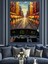 Yağmurlu Şehir Caddesi Işıklar Tranvaydan Dekoratif Kanvas - Mdf Ahşap Tablo 5