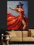 Kırmızı Elbiseli Dans Eden Kadın Dekoratif Kanvas - Mdf Ahşap Tablo 4