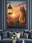 Kedi Fener Işığında Oturuyor Dekoratif Kanvas - Mdf Ahşap Tablo 4
