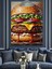 Büyük Hamburger Yiyecek Resmi Dekoratif Kanvas - Mdf Ahşap Tablo 2