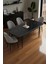 Mura Siyah Mermer 80X132 Açılabilir Mdf Masa Yemek Odası Takımı, Mutfak Takımı 4 Adet Sandalye 2