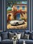 Akdeniz Kasabasında Eski Araba Dekoratif Kanvas - Mdf Ahşap Tablo 4