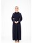 Omuz Kısmı Taş Aksesuarlı Lacivert Renk Elbise 9429 1