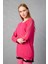Kadın Fuşya Reglan Kol Simli Detaylı Yuvarlak Yaka Triko Bluz 3