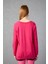 Kadın Fuşya Reglan Kol Simli Detaylı Yuvarlak Yaka Triko Bluz 4