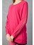 Kadın Fuşya Reglan Kol Simli Detaylı Yuvarlak Yaka Triko Bluz 5