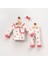 Kız Çocuk Ekru Pembe Lale Desenli Fırfırlı Bandanalı Pijama Takımı - 1015413 2