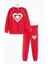 Kırmızı Kalp Desenli Kız Çocuk Şeritli Eşofman Takımı 23345 2