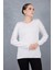 Kadın Beyaz Ajurlu Inci Detaylı Reglan Kollu Yuvarlak Yaka Triko Bluz 2
