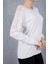 Kadın Beyaz Ajurlu Inci Detaylı Reglan Kollu Yuvarlak Yaka Triko Bluz 5
