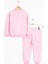 Pembe Papatya Nakışlı Çizgili Kız Çocuk Takım 23350 4
