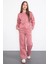 Pembe Yıldız Desenli Geniş Paça Şardonlu Kız Çocuk Eşofman Takımı 23362 1