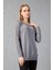 Kadın Gri Reglan Kol Simli Detaylı Yuvarlak Yaka Triko Bluz 1