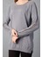 Kadın Gri Reglan Kol Simli Detaylı Yuvarlak Yaka Triko Bluz 6