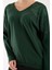 Kadın Haki Omuzları Taş Detaylı V Yaka Triko Bluz 6