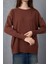 Kadın Kahve Omuzları Taş Detaylı Geniş Manşetli Bisiklet Yaka Triko Bluz 5